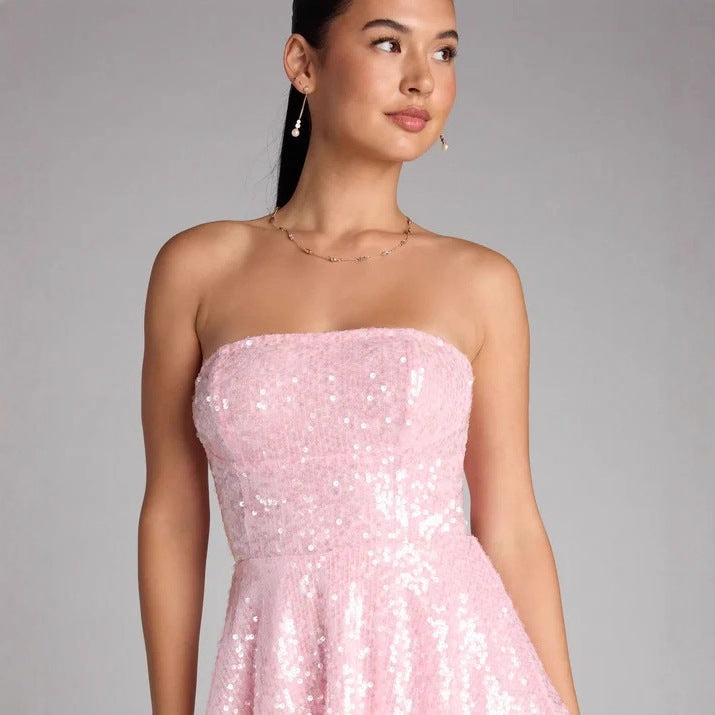 Women's Glamorous Rhinestone Mini Dress StylebySassy