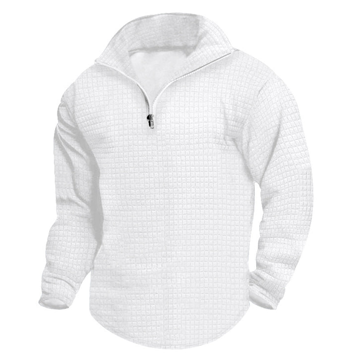 Men's stand-up collar sweatshirt with square structure and short front zip StylebySassy