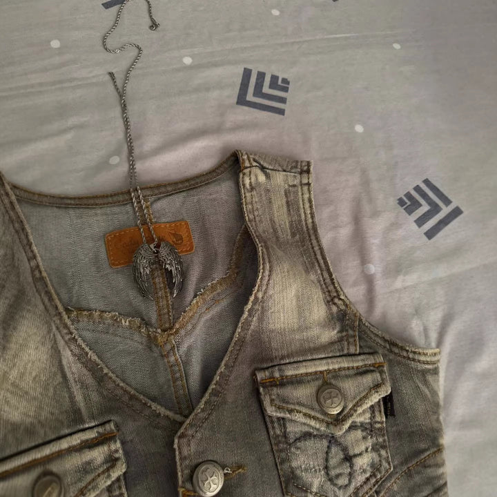 Women's jeans vest with pockets StylebySassy