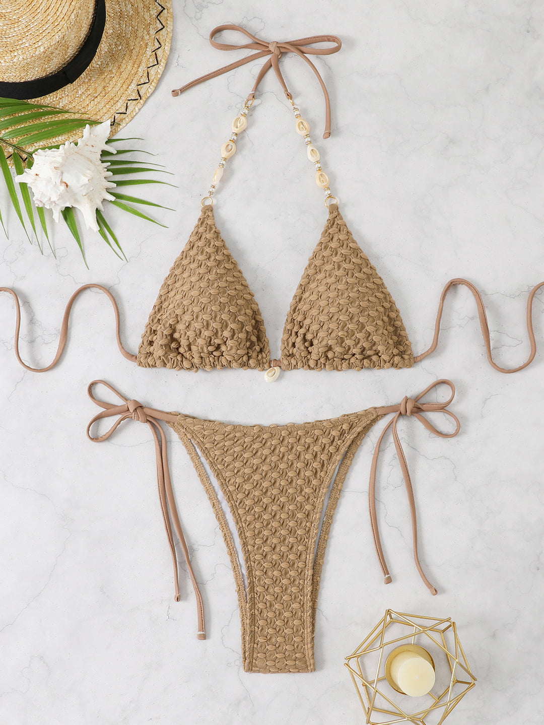 Women's braided bikini with decorative pearls StylebySassy