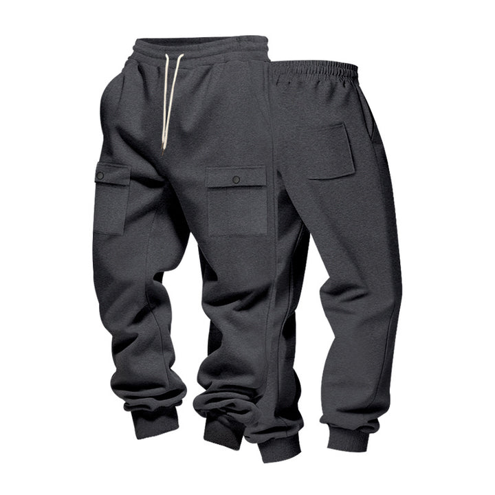 Men's cargo joggers with flap pockets, drawstring waistband, and ribbed ankle cuffs StylebySassy