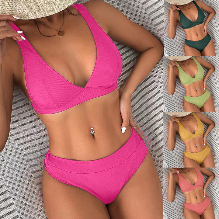 Women's Triangle Bikini Set with High Waist and Flattering Wrap Design StylebySassy