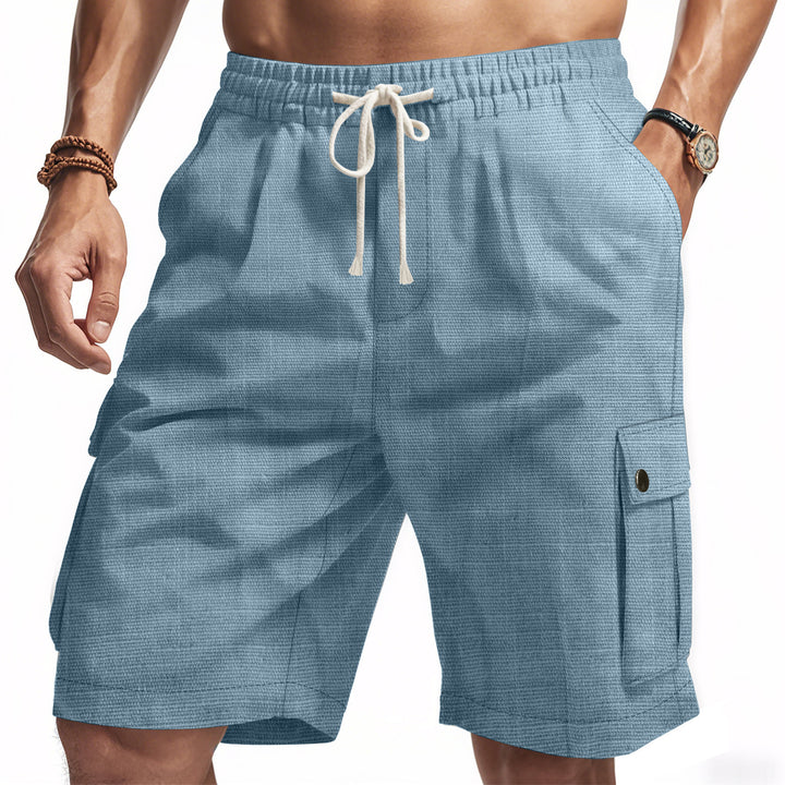 Men's casual cargo Bermuda shorts with elastic waistband and drawstring StylebySassy
