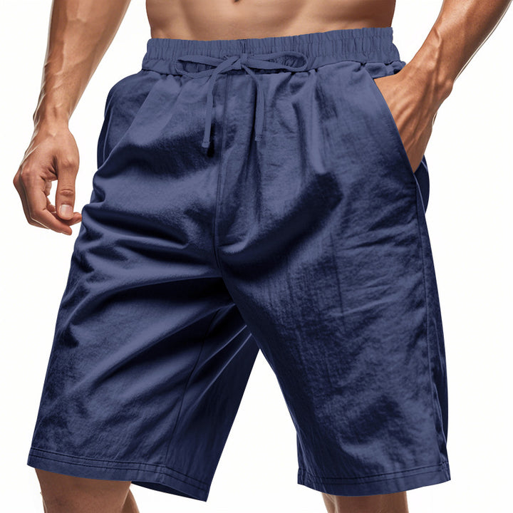 Men's casual bermuda shorts made of cotton blend with elastic waistband, drawstring, and side pockets StylebySassy