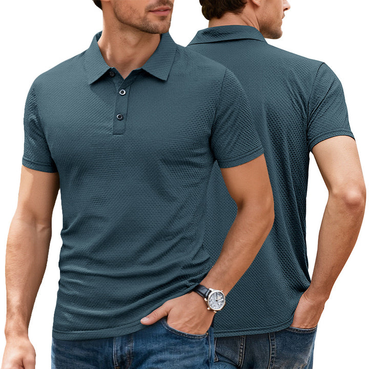 Men's nano structured micro jacquard polo shirt with slim fit and elastic comfort stretch StylebySassy