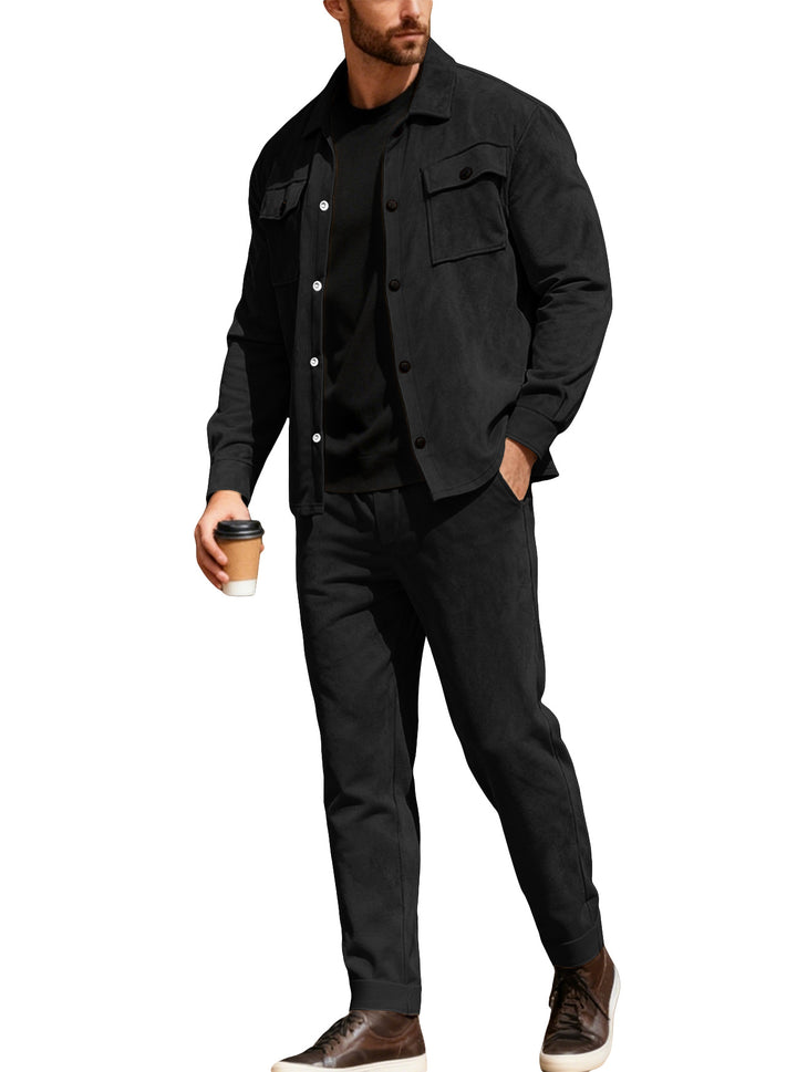 Men's Nan Shirt Jacket with Flap Pockets and Straight Cut Chino Pants StylebySassy