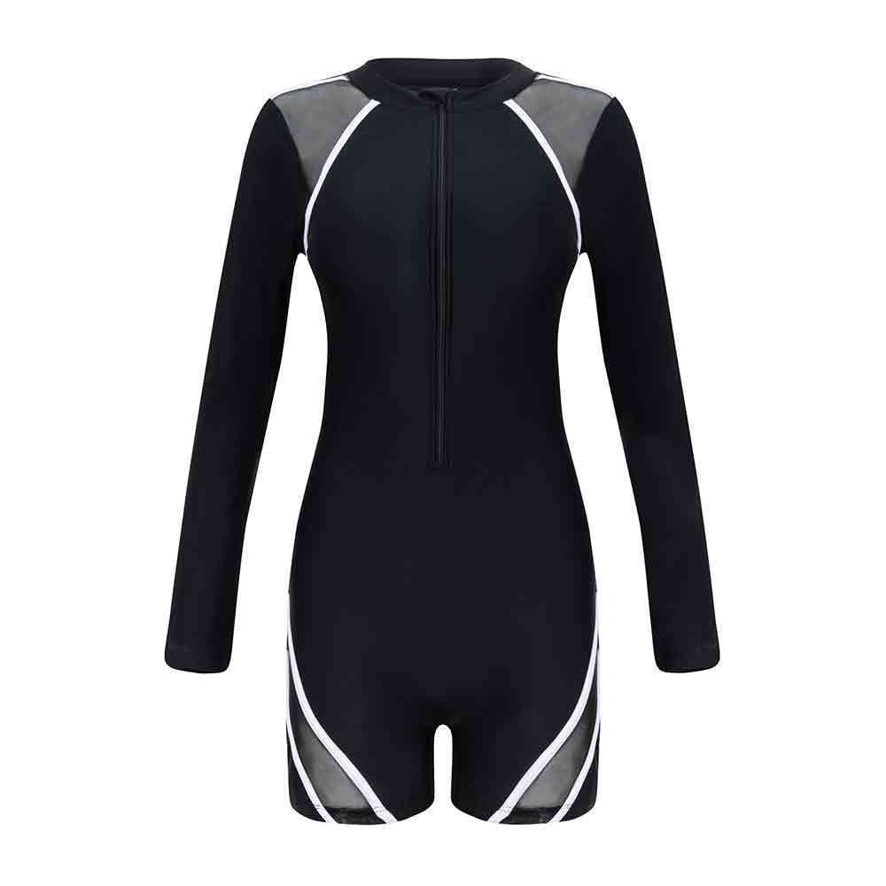 Women's Sporty Long Sleeve Swim Suit with Breathable Mesh Inserts StylebySassy