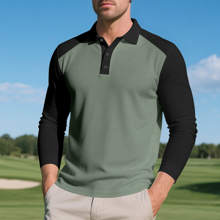 Men's long-sleeved raglan polo made of functional jersey with sporty button placket StylebySassy