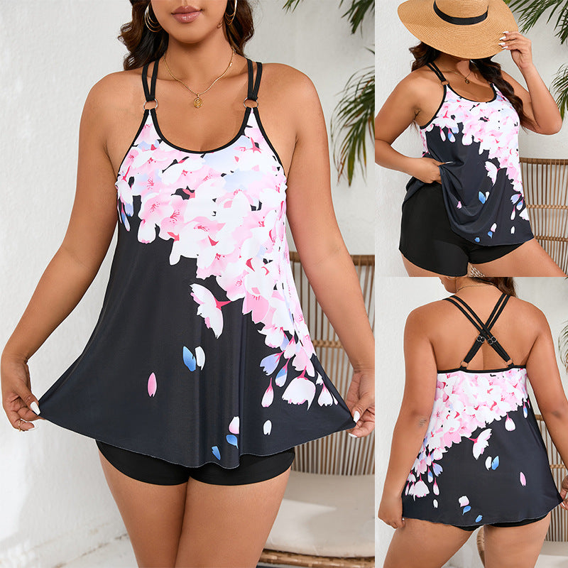 Women's tankini top with floral design and flattering cut StylebySassy