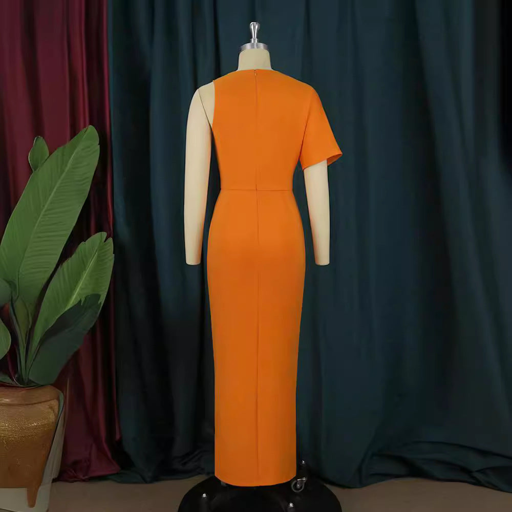 Women's Figure-Hugging Maxi Dress with V-Neck and Side Slit StylebySassy