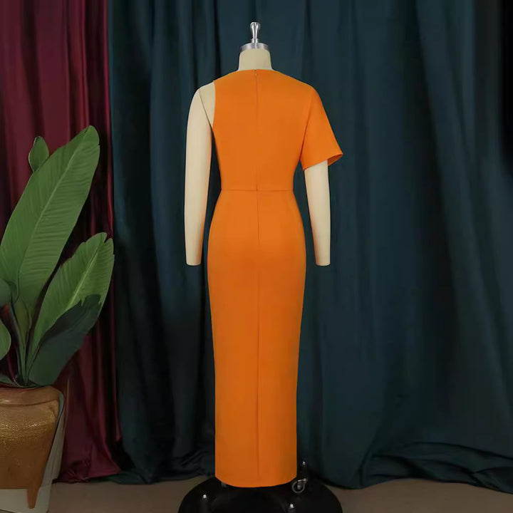 Women's Figure-Hugging Maxi Dress with V-Neck and Side Slit StylebySassy