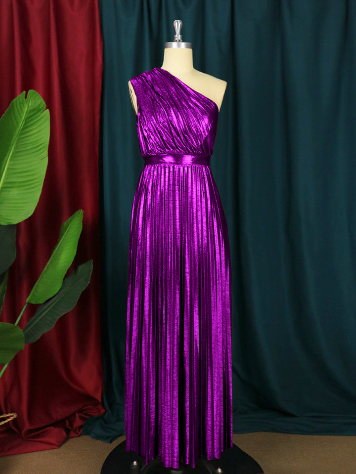 Ladies pleated evening dress with shimmering top StylebySassy