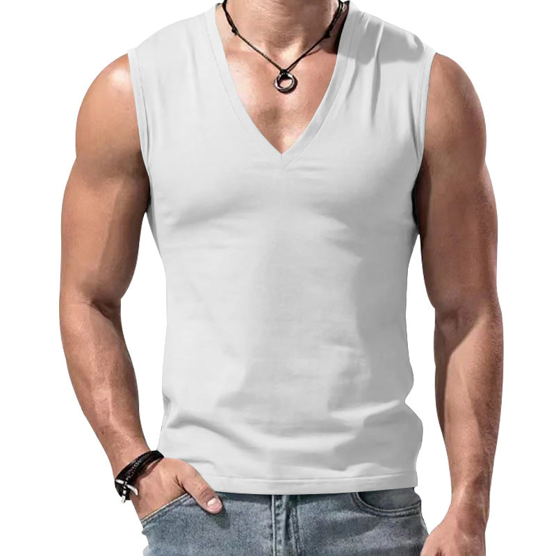 Men's form-fitting sleeveless V-neck muscle shirt StylebySassy