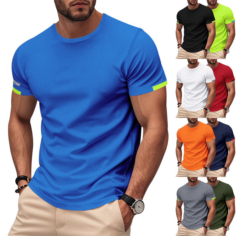 Men's nan athletic functional T-shirt with round neck, body-hugging stretch cut and contrasting sleeve hem StylebySassy