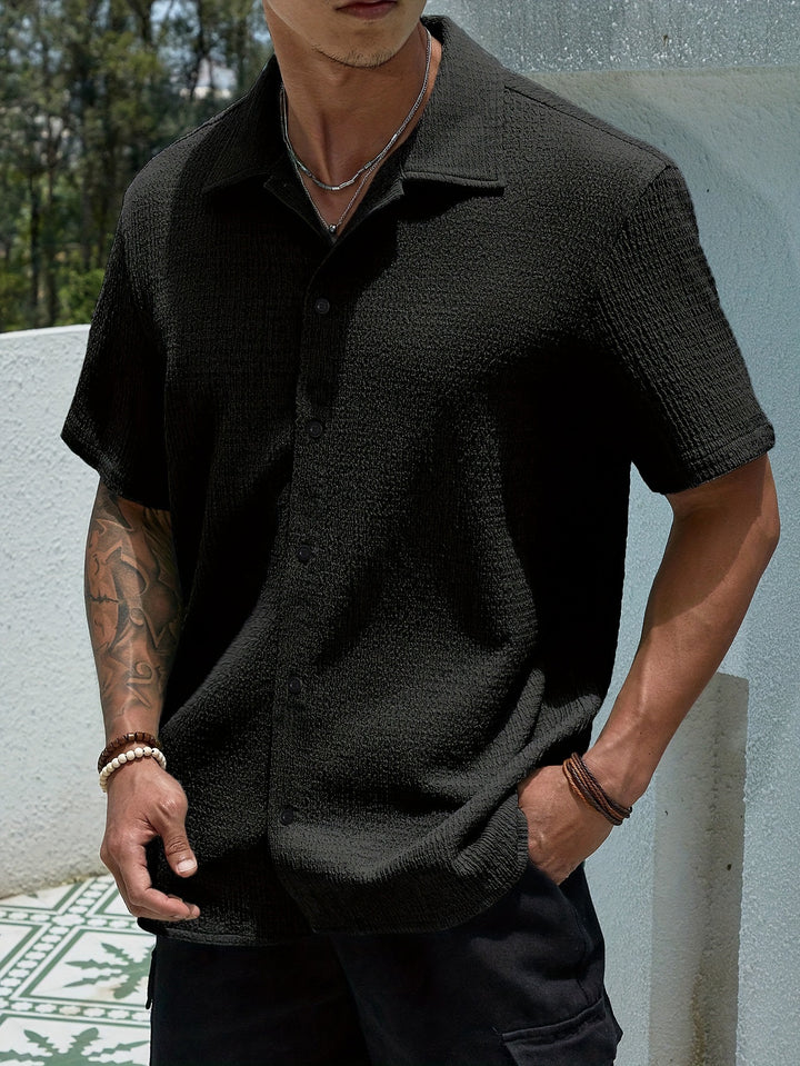 Men's casually cut shirt made of crinkled cotton blend with Kent collar StylebySassy