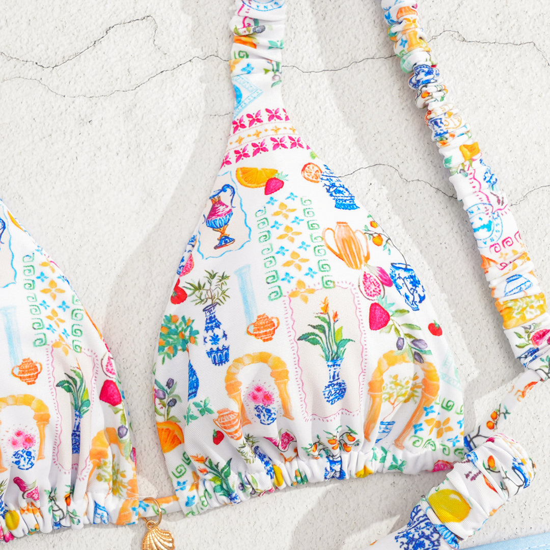 Women's Triangle Bikini with Decorative Ruffles StylebySassy