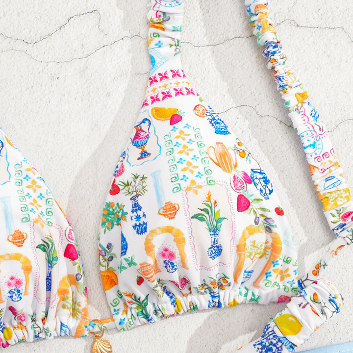 Women's Triangle Bikini with Decorative Ruffles StylebySassy