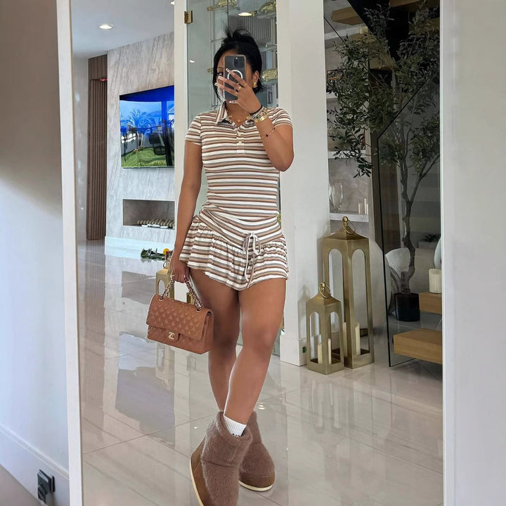 Ladies sporty polo dress with ruffle details StylebySassy