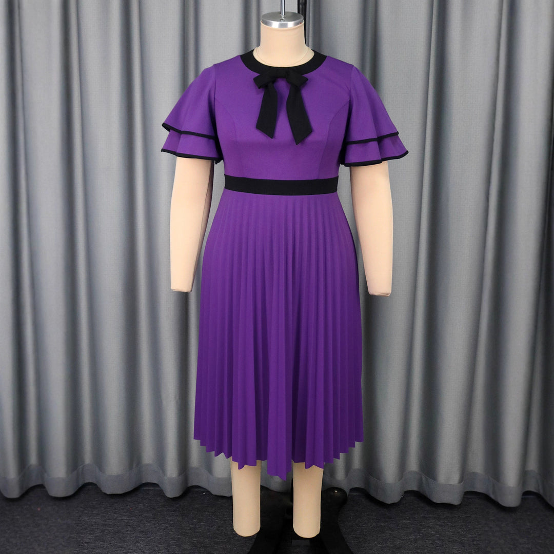 Women's pleated midi dress with elegant ruffle details StylebySassy