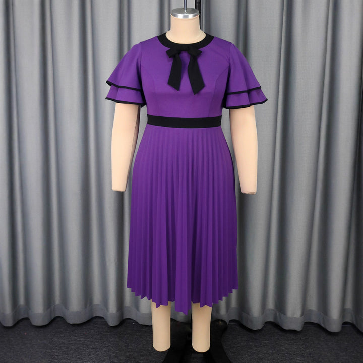 Women's pleated midi dress with elegant ruffle details StylebySassy