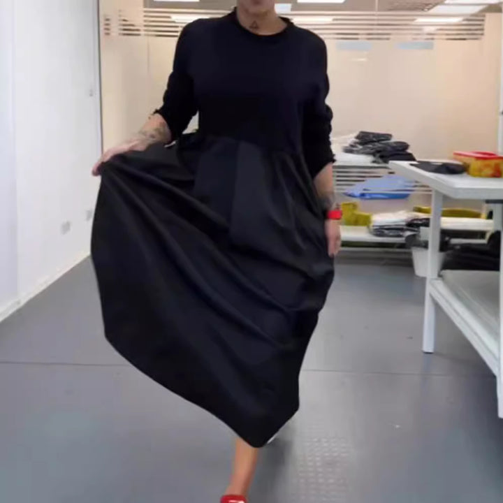 Women's nan oversized maxi dress with deep yoke and side pockets StylebySassy