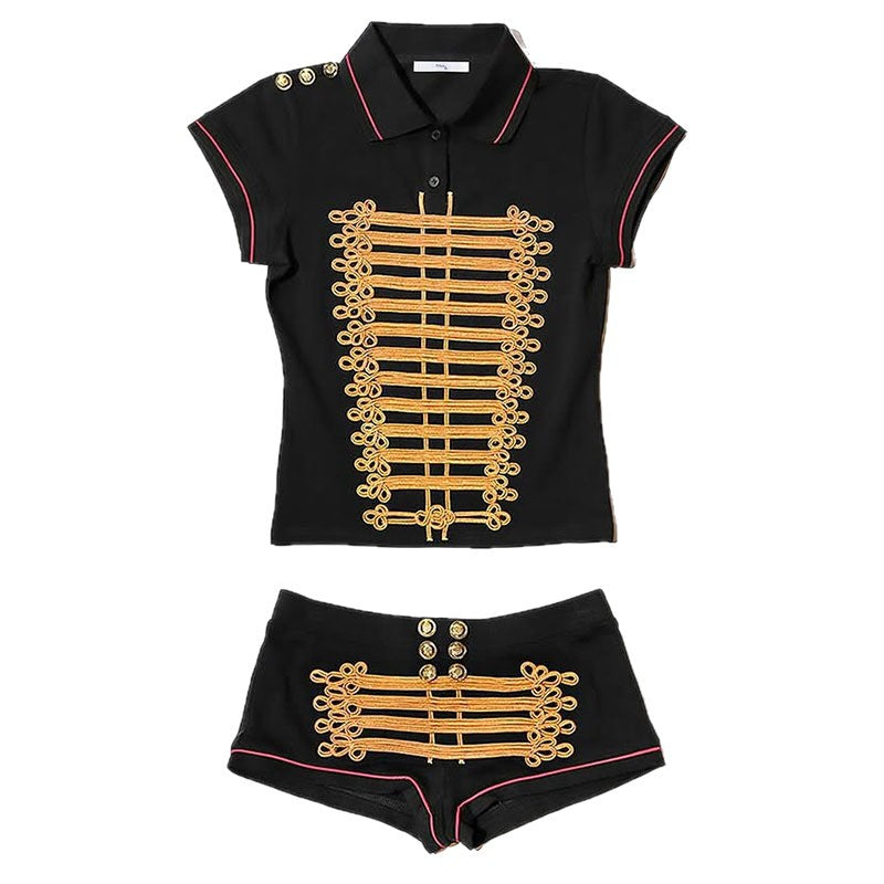 Women's Polo Shirt and Shorts Set in Military Style StylebySassy