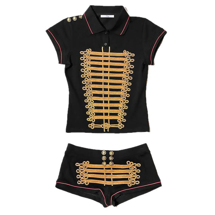 Women's Polo Shirt and Shorts Set in Military Style StylebySassy