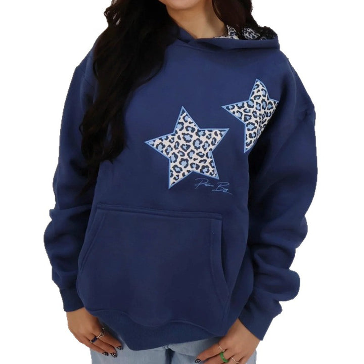 Women nan Oversize hoodie with star appliqués and lined hood StylebySassy