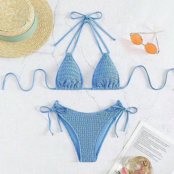 Women Triangle Bikini with adjustable ties and trendy crochet design StylebySassy