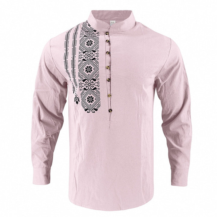 Men's embroidered cotton kurta shirt with stand collar StylebySassy