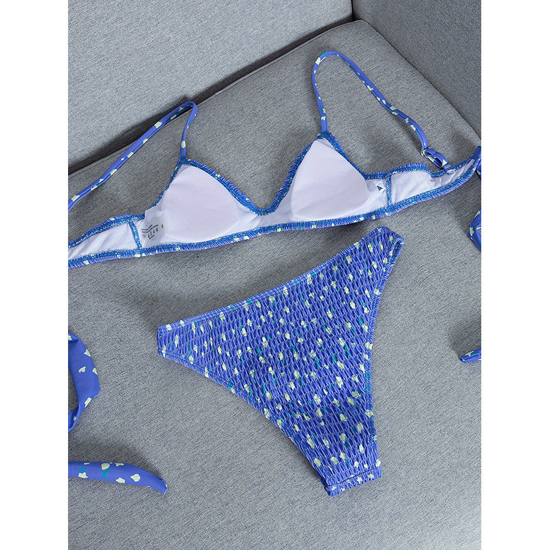 Women's bikini set with elastic ruffle design and creative tie knot StylebySassy