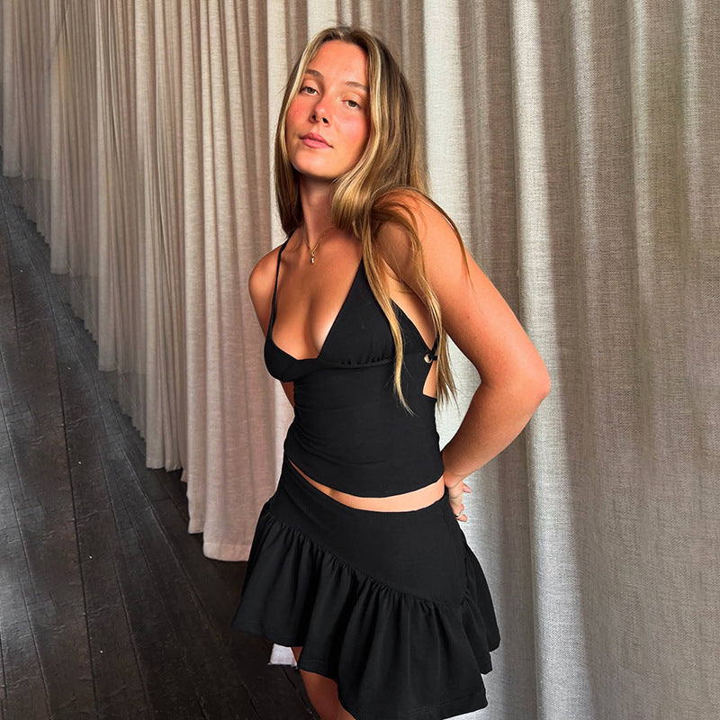 Women's set of spaghetti top and ruffled skirt StylebySassy