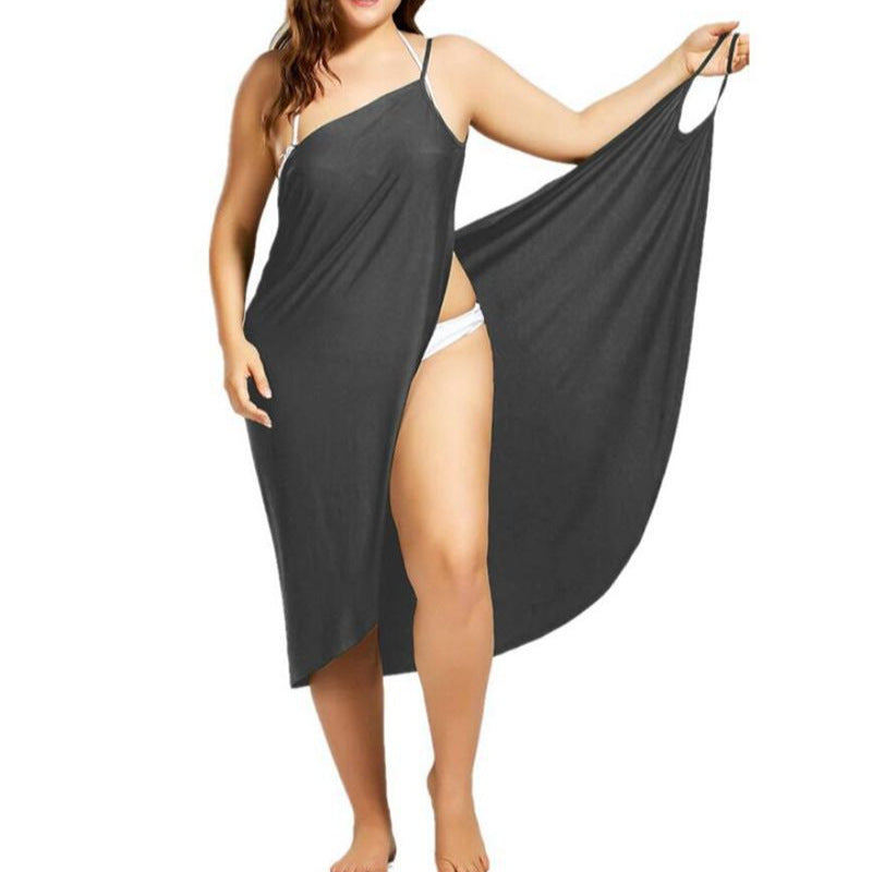 Women's nan versatile beach pareo wrap dress with spaghetti straps and asymmetrical hem StylebySassy
