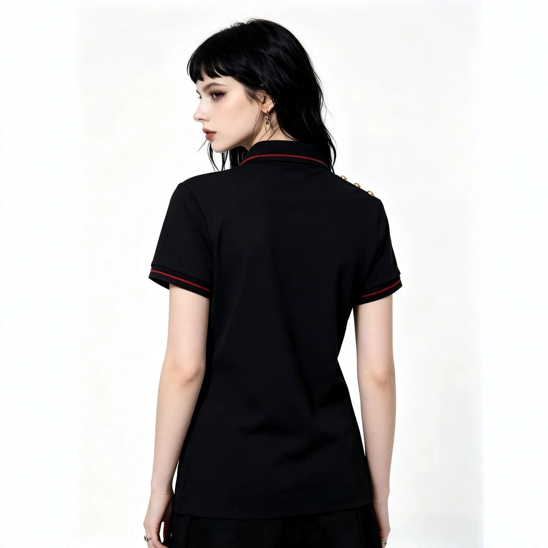 Women's Polo Shirt with Musical Motif StylebySassy