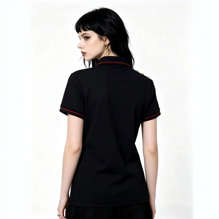 Women's Polo Shirt with Musical Motif StylebySassy