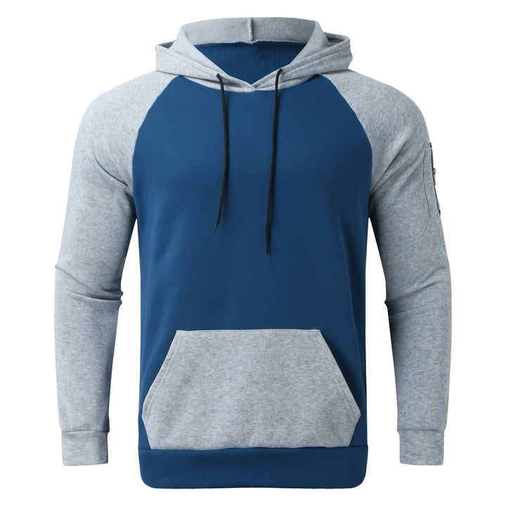 Men's raglan hoodie made of cotton blend with kangaroo pocket, sleeve pocket, and hood drawstring StylebySassy