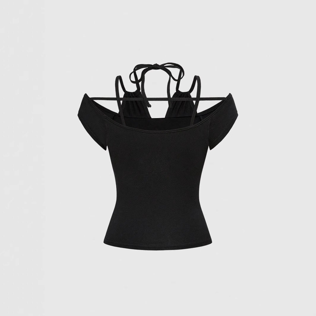 Women Off-Shoulder Top with Sparkling Cross Design StylebySassy