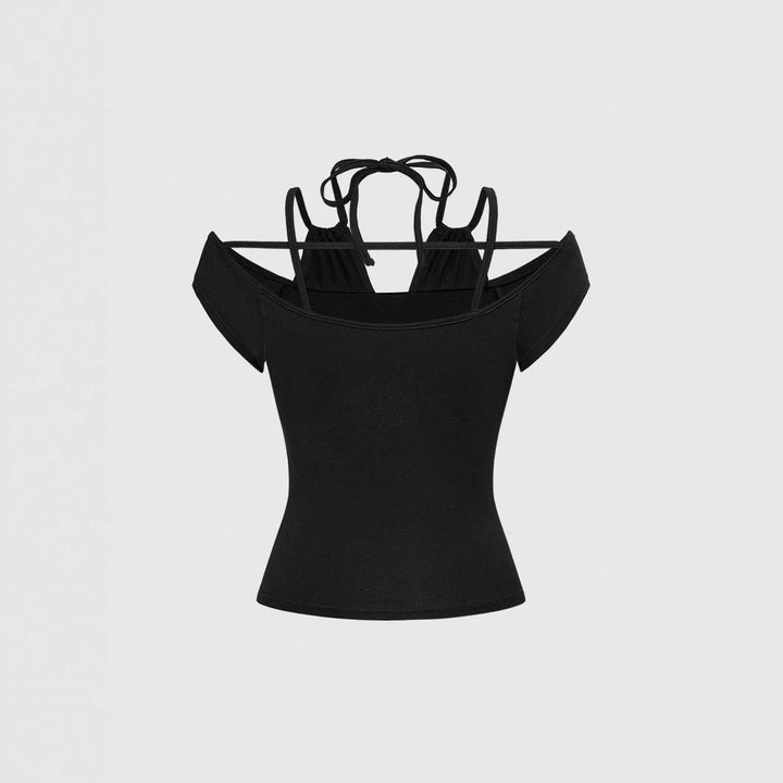 Women Off-Shoulder Top with Sparkling Cross Design StylebySassy