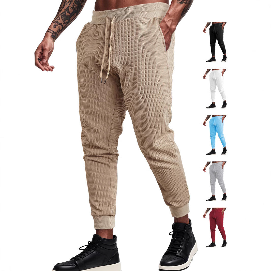 Men's fine-structured jersey lounge pants tapered cut with drawstring waistband and ribbed leg openings StylebySassy
