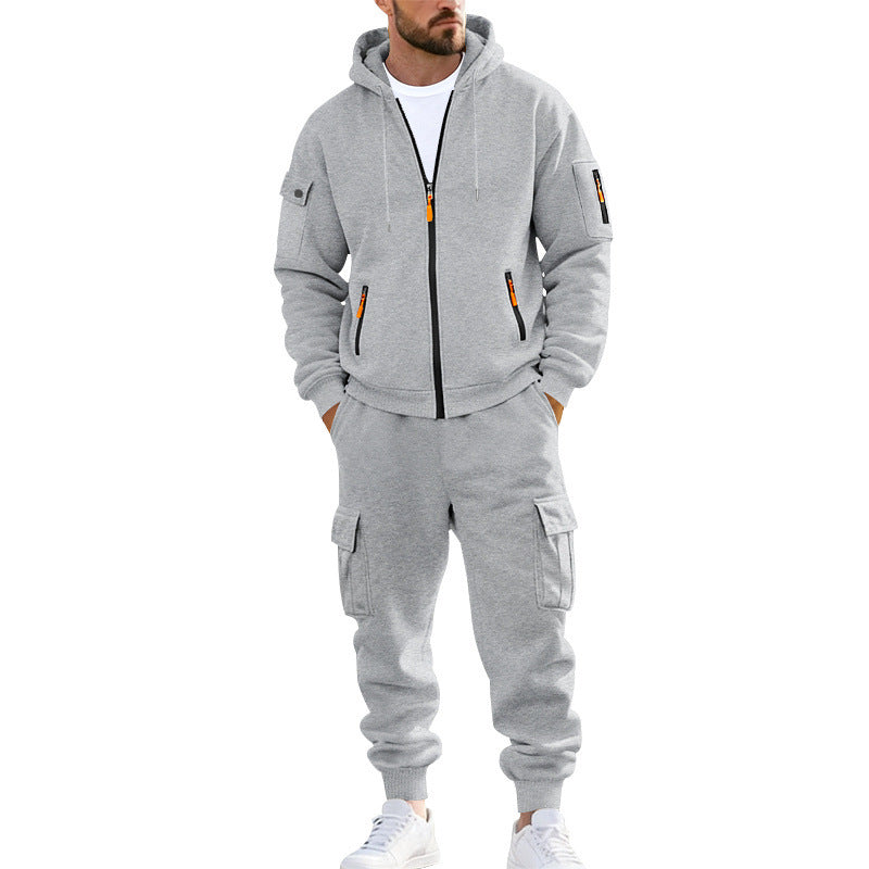 Men's nano urban functional cargo sweat set with hoodie, zippered pockets, and tapered cargo jogger StylebySassy