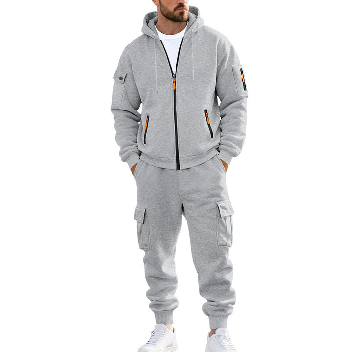 Men's nano urban functional cargo sweat set with hoodie, zippered pockets, and tapered cargo jogger StylebySassy