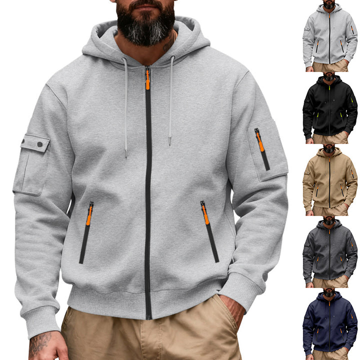 Men's functional hoodie sweat jacket with full zip and arm pocket StylebySassy
