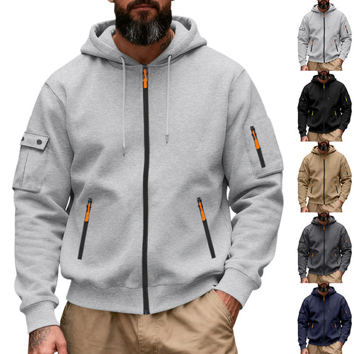 Men's functional hoodie sweat jacket with full zip and arm pocket StylebySassy