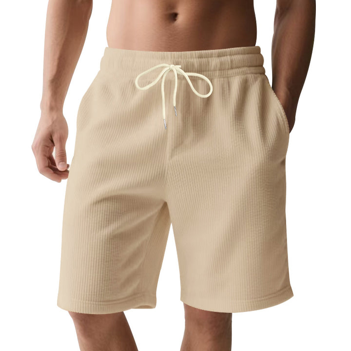 Men's knee-length Bermuda shorts with elastic waistband, drawstring, and side pockets StylebySassy