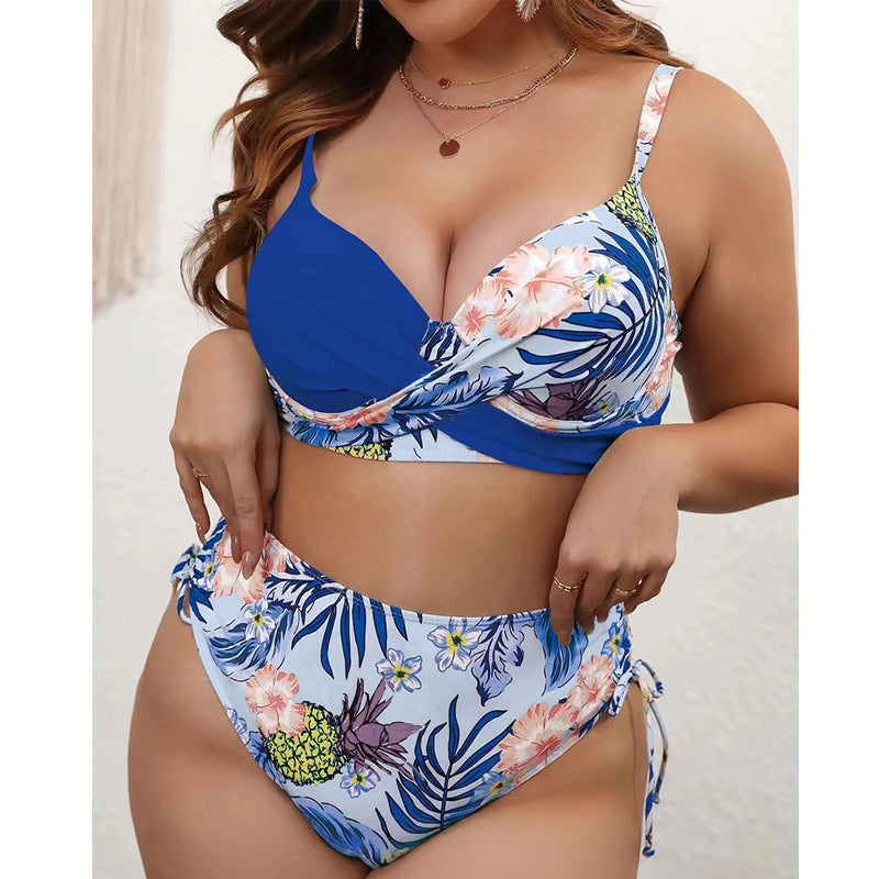 Women High-Waisted Bikini Set with Floral Wrap Top StylebySassy