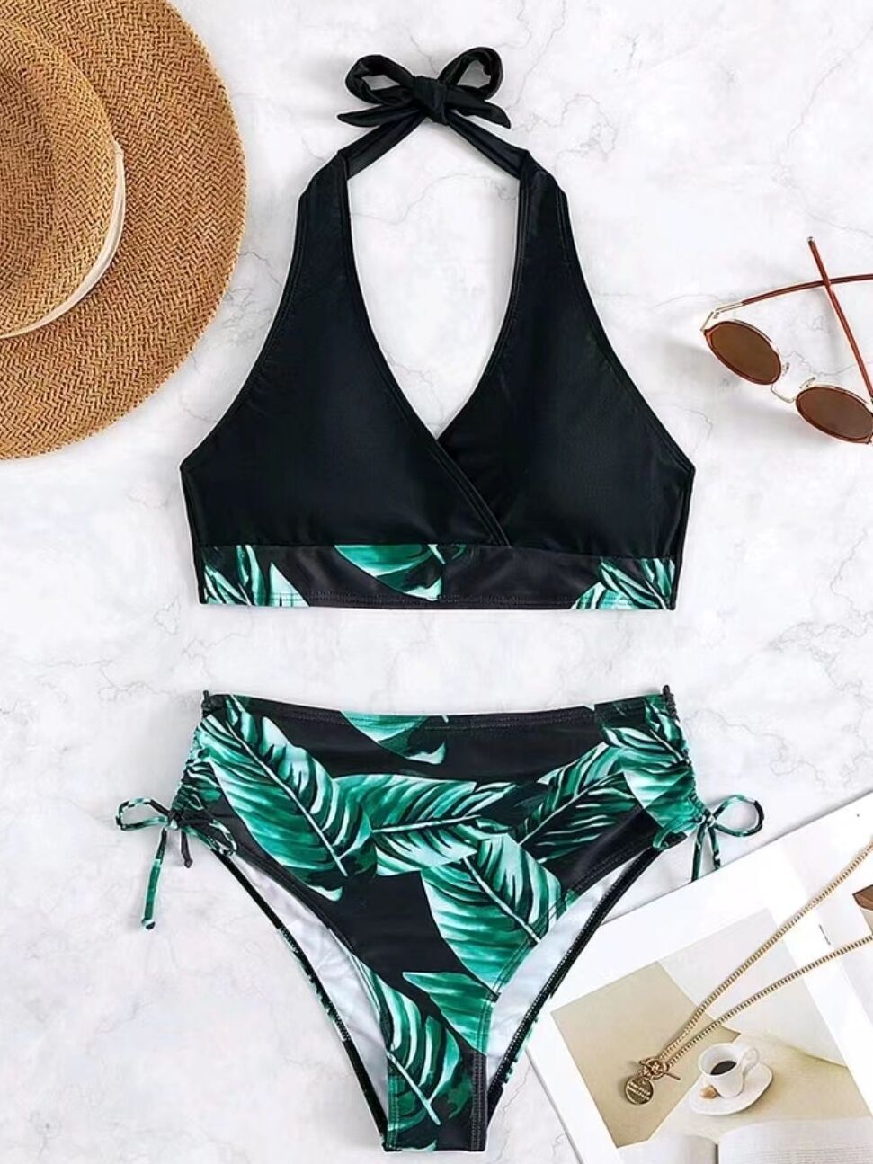 Women's bikini set with sophisticated wrap top and adjustable side StylebySassy