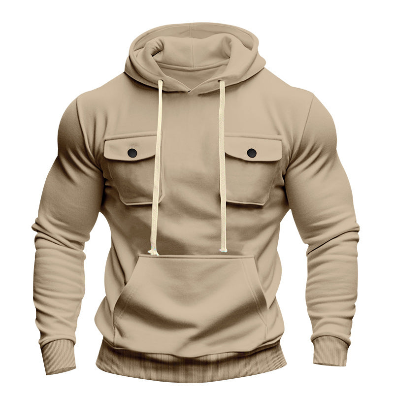 Men's urban hoodie with chest flaps, kangaroo pocket, and athletic fit StylebySassy
