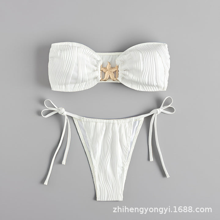 Women’s bandeau bikini with decorative shell closure StylebySassy