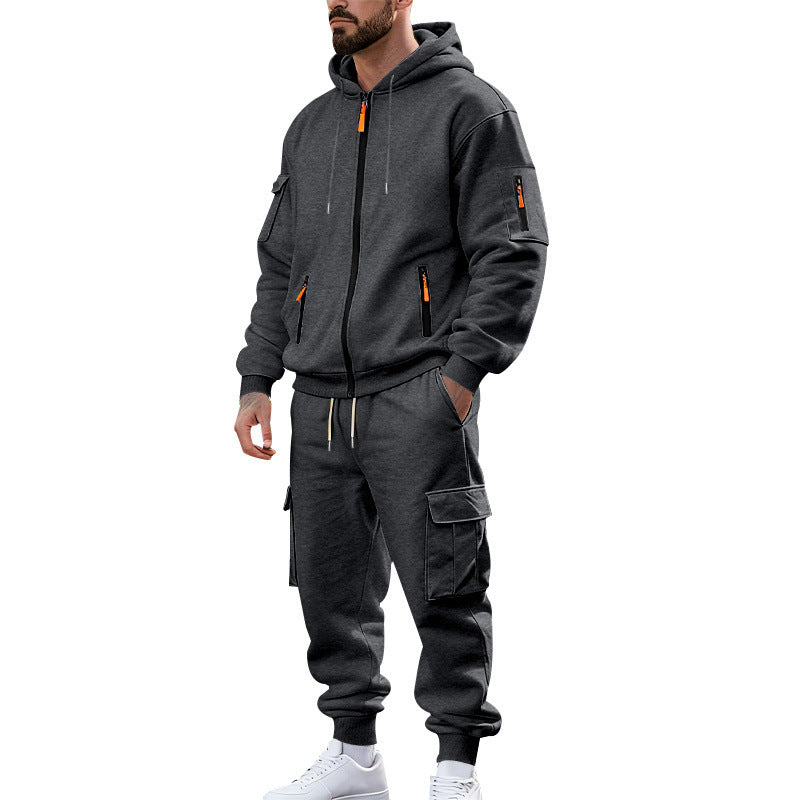 Men's nano urban functional cargo sweat set with hoodie, zippered pockets, and tapered cargo jogger StylebySassy
