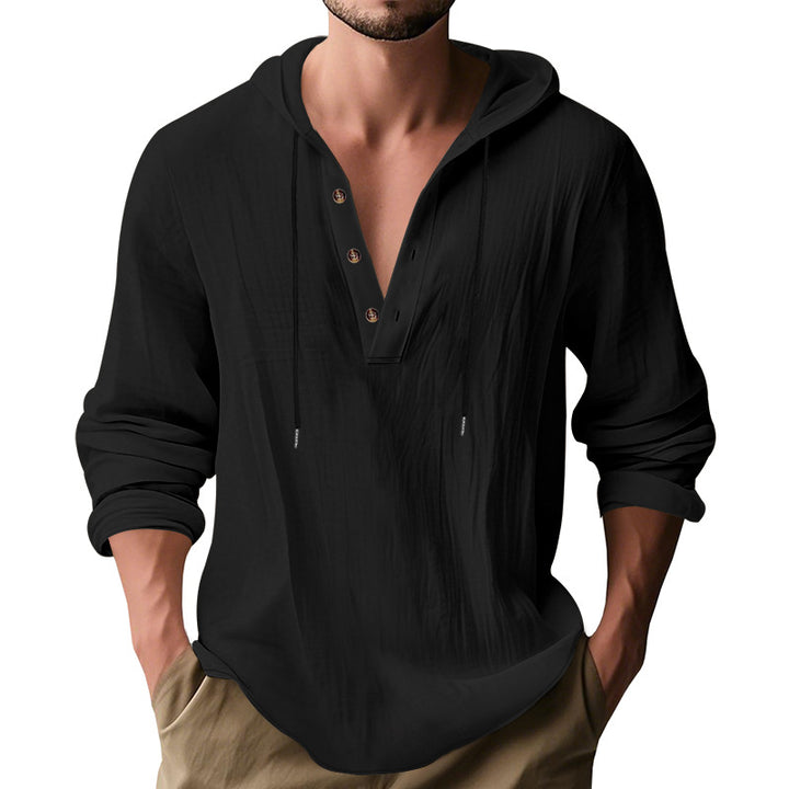 Men's casual hoodie with button placket and slim fit StylebySassy